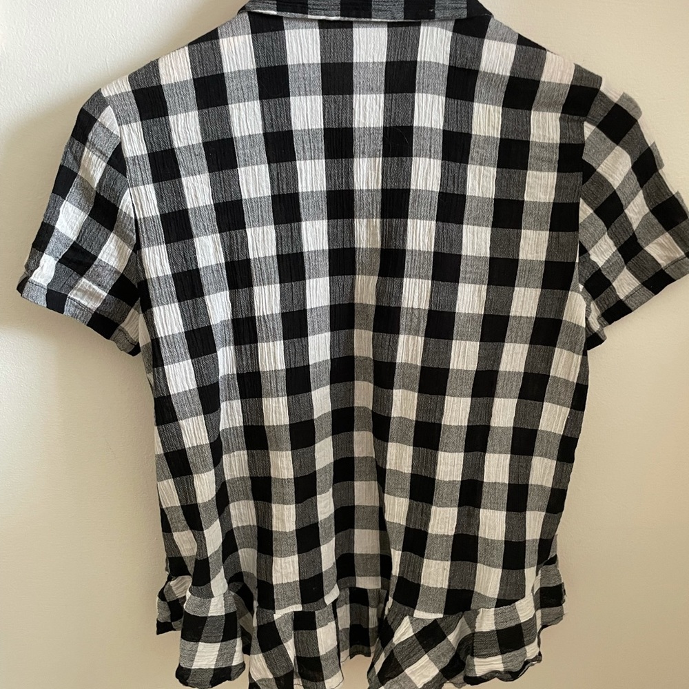 MADEWELL CHECKED RUFFLE POPLIN TOP - Picture 2 of 2
